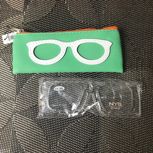 NYS Collection Accessories - +1.50 NYS Collection Flat Armless Readers with colorful Zip pouch! ONLY 3 LEFT!